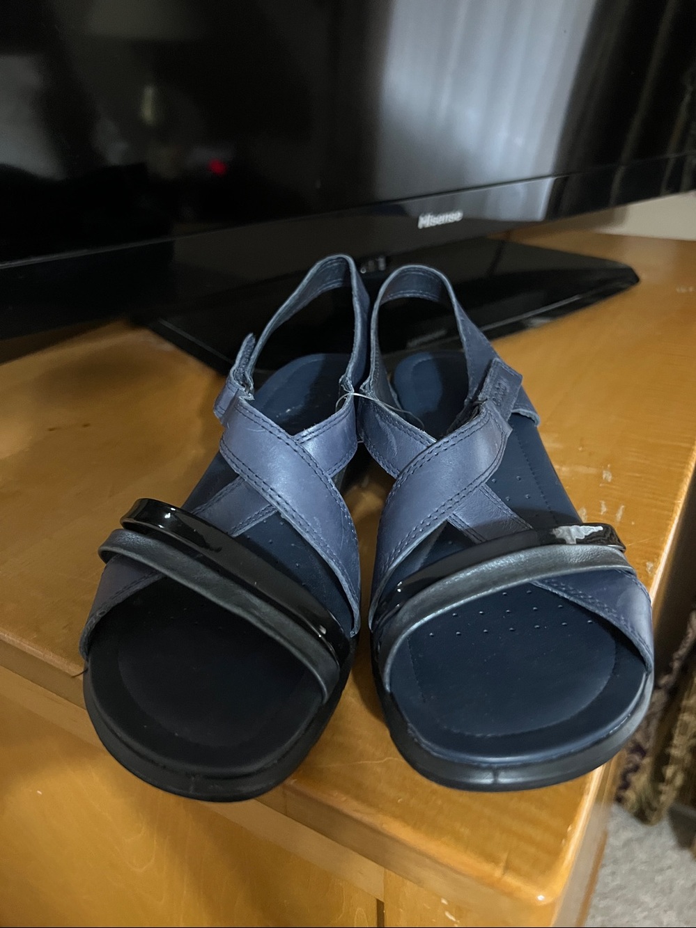 ECCO Navy and Black Women's Slingback Wedge Sandal
Size 8.5